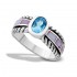 Pendana Ring- Blue Topaz/Pink Mother Of Pearl
