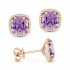 Lady's Rose 14 Karat Earrings With 56=0.13Tw Round Diamonds And 2=2.12Tw Cushion Amethysts