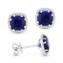 Lady's White 14 Karat Earrings With 40=0.09Tw Round Diamonds And 2=2.86Tw Cushion Sapphires