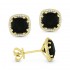 Lady's Yellow 14 Karat Earrings With 56=0.14Tw Round Diamonds And 2= Cushion Onyxs
