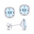 Lady's White 14 Karat Earrings With 40=0.09Tw Round Diamonds And 2=2.50Tw Cushion Blue Topazs