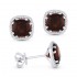 Lady's White 14 Karat Earrings With 40=0.09Tw Round Diamonds And 2=2.69Tw Cushion Garnets
