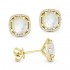 Lady's Yellow 14 Karat Earrings With 56=0.13Tw Round Diamonds And 2=2.09Tw Cushion Mother Of Pearls