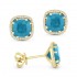 Lady's White 14 Karat Earrings With 40=0.09Tw Round Diamonds And 2=1.54Tw Cushion Turquoises