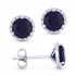 Lady's White 14 Karat Earrings With 24=0.07Tw Round Diamonds And 2=2.44Tw Round Sapphires