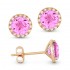 Lady's Rose 14 Karat Earrings With 24=0.07Tw Round Diamonds And 2=2.35Tw Round Pink Sapphires