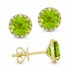 Lady's Yellow 14 Karat Earrings With 24=0.07Tw Round Diamonds And 2=1.89Tw Round Peridots