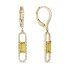Lady's Yellow 14 Karat Earrings With 106=0.27Tw Round Diamonds And 2=0.67Tw Retangular Cushion Citrines