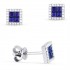 Lady's White 14 Karat Earrings With 40=0.11Tw Round Diamonds And 8=0.43Tw Round Sapphires