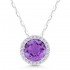 Lady's White 14 Karat Pendant/Chain With 22=0.05Tw Round Diamonds And One 1.17Ct Round Amethyst