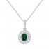 Lady's White 14 Karat Pendant/Chain With 20=0.24Tw Round Diamonds And One 0.31Ct Oval Emerald