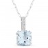 Lady's White 14 Karat Pendant/Chain With 5=0.02Tw Round Diamonds And One 1.76Ct Cushion Blue Topaz