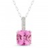 Lady's White 14 Karat Pendant/Chain With 5=0.02Tw Round Diamonds And One 2.11Ct Cushion Pink Corundum