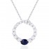 Lady's White 14 Karat Pendant With 18=0.73Tw Round Diamonds And One 0.33Ct Oval Sapphire