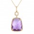 Lady's Rose 14 Karat Pendant/Chain With 81=0.19Tw Round Diamonds And One 8.09Ct Cushion Amethyst