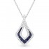 Lady's White 14 Karat Pendant/Chain With 64=0.27Tw Round Diamonds And 11=0.37Tw Round Sapphires