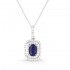 Lady's White 14 Karat Pendant/Chain With 59=0.17Tw Round Diamonds And One 0.48Ct Oval Sapphire