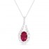 Lady's White 14 Karat Pendant/Chain With 19=0.30Tw Round Diamonds And One 0.55Ct Oval Ruby
