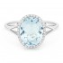 Lady's White 14 Karat Ring With 30=0.10Tw Round Diamonds And One 3.10Ct Oval Blue Topaz