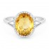 Lady's White 14 Karat Ring With 13=0.10Tw Round Diamonds And One 2.60Ct Oval Citrine