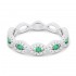 Lady's White 14 Karat Ring With 60=0.19Tw Round Diamonds And 5=0.17Tw Round Emeralds