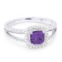 Lady's White 14 Karat Ring With 68=0.15Tw Round Diamonds And One 0.63Ct Square Cushion Amethyst