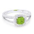 Lady's White 14 Karat Ring With 68=0.15Tw Round Diamonds And One 0.59Ct Square Cushion Peridot