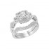 14K White Gold Semi Mount Cushion Halo Engagement Ring