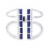 Lady's White 14 Karat Ring With 62=0.18Tw Round Diamonds And 10=0.54Tw Retangular Cushion Sapphires