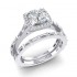 14K White Gold Semi Mount Cushion Halo Engagement Ring
