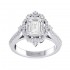 14K White Gold Semi Mount Emerald Engagement Ring