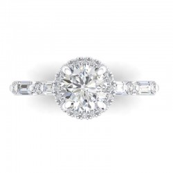 14K White Gold Semi Mount Round Halo Engagement Ring