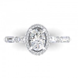14K White Gold Semi Mount Oval Engagement Ring
