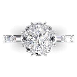 14K White Gold Semi Mount Baguettes Engagement Ring
