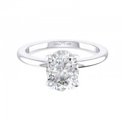 14K White Gold Semi Mount Oval Sollitaire Engagement Ring