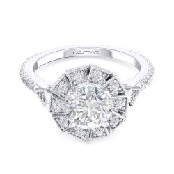 14K White Gold Semi Mount Round Halo Engagement Ring