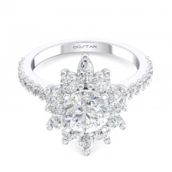 14K White Gold Semi Mount Vintage Engagement Ring