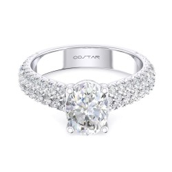14K White Gold Semi Mount Oval Engagement Ring