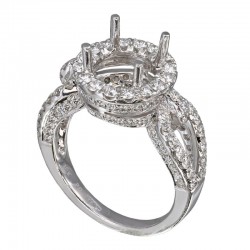 Round Diamond Halo Enagement Ring Semi Mount