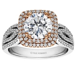 Round Cut Cushion Halo Diamond Semi Mount Engagement Ring