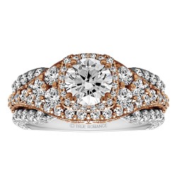 Round Cut Halo Diamond Vintage Semi Mount Engagement Ring