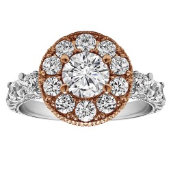 Round Cut Halo Diamond Vintage Semi Mount Engagement Ring