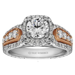 Round Cut Halo Diamond Vintage Semi Mount Engagement Ring