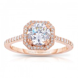 Rm1309rs-14k Rose Gold Round Cut Halo Diamond Semi Mount Engagement Ring