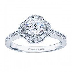 Rm1347-14k White Gold Round Cut Halo Diamond Semi Mount Engagement Ring