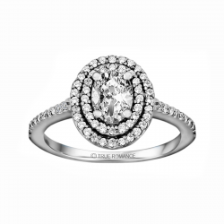 Oval Cut Double Halo Diamond Semi Mount Engagement Ring