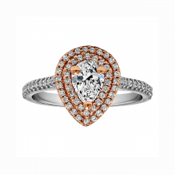 Pear Shape Halo Diamond Vintage Semi Mount Engagement Ring