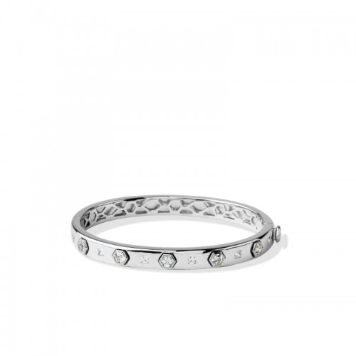 Sterling Silver White Sapphire 
Modern Love Bangle Bracelet