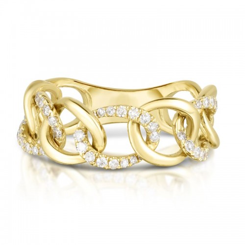 Gold and Pave Diamond Chain Ring