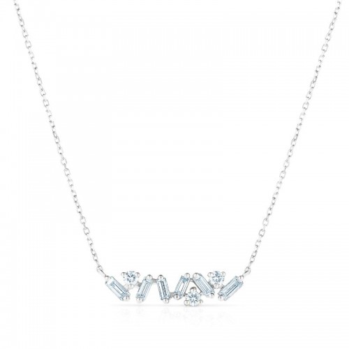 Baguette and Round Diamond Bar Necklace